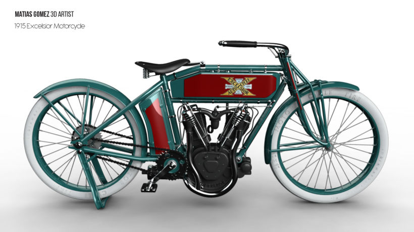 Excelsior Motorcycle 3D Model 1