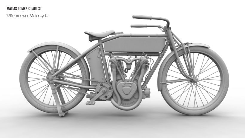 Excelsior Motorcycle 3D Model 4