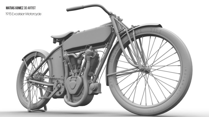 Excelsior Motorcycle 3D Model 6