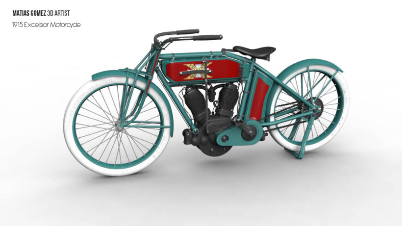 Excelsior Motorcycle 3D Model 2