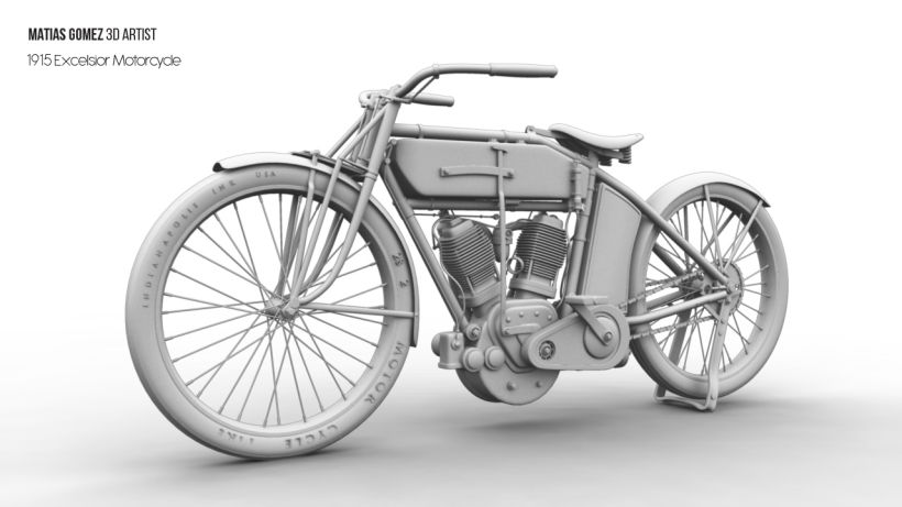 Excelsior Motorcycle 3D Model 5