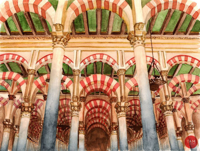Acuarela: Mezquita de Córdoba 12