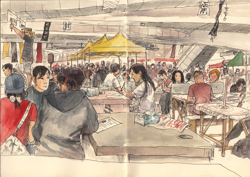 Dibujando "Occupy Central" en Hong Kong 6