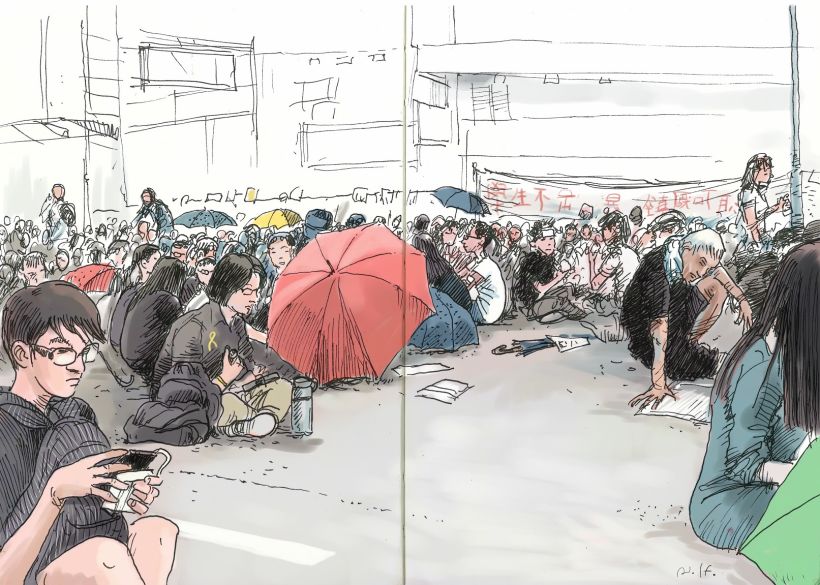 Dibujando "Occupy Central" en Hong Kong 1