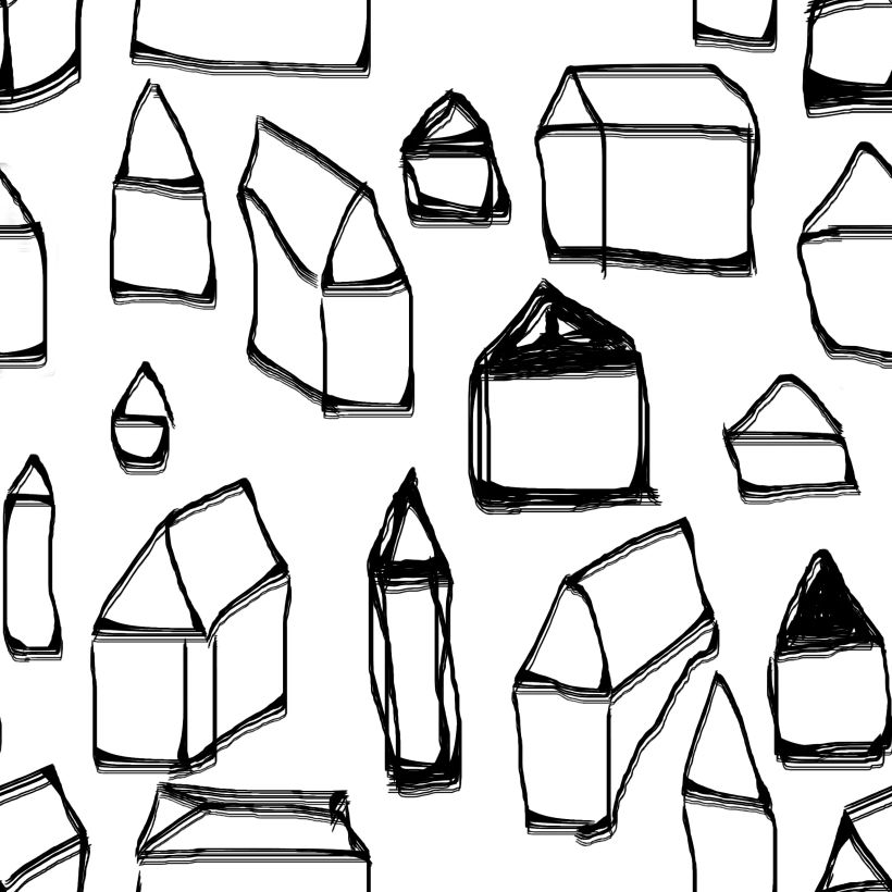 "Little houses" pattern, realizado en Hola Porqué en el curso DISEÑO TEXTIL Y ESTAMPACIÓN CONTINUA (PRINT AND PATTERN) 0