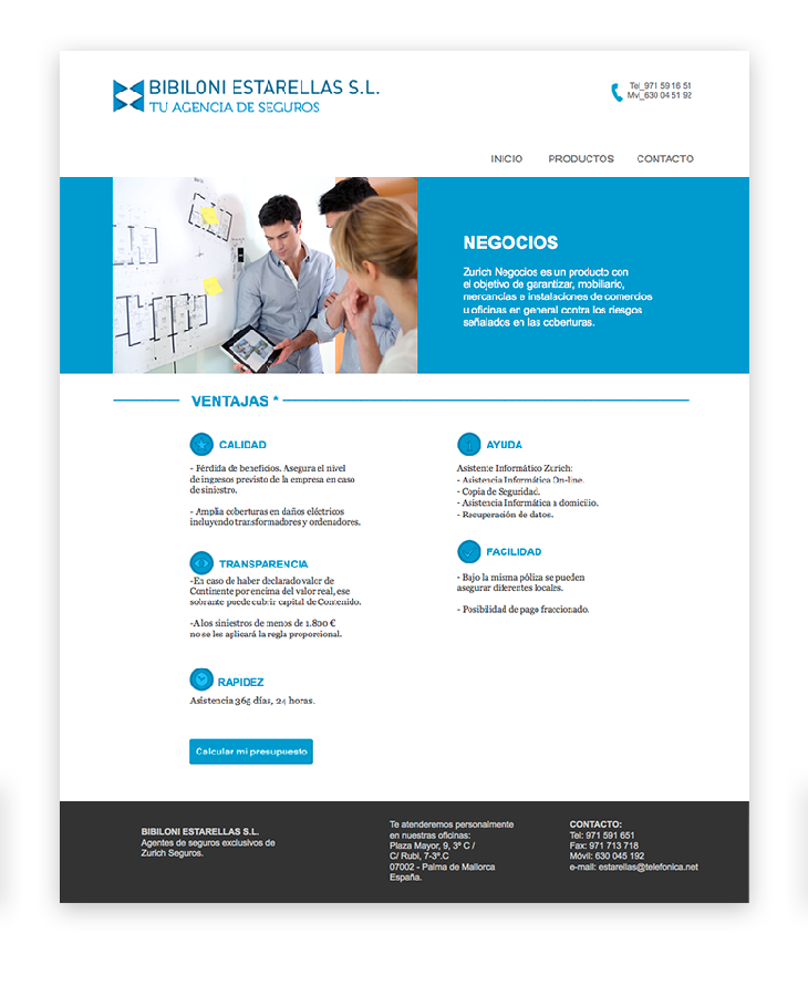 Diseño web - Agencia de seguros Bibiloni Estarellas 3