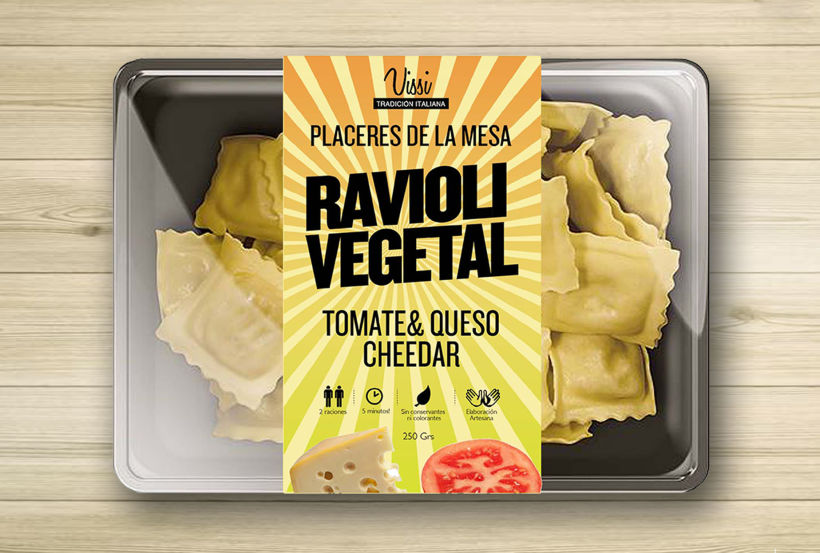 Packaging. Pasta Vissi. juvenil y tradicional. Fast food 2
