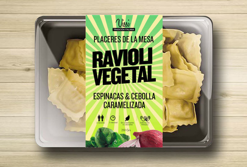 Packaging. Pasta Vissi. juvenil y tradicional. Fast food 1
