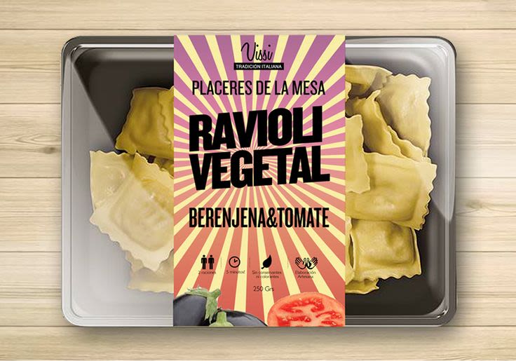 Packaging. Pasta Vissi. juvenil y tradicional. Fast food 3