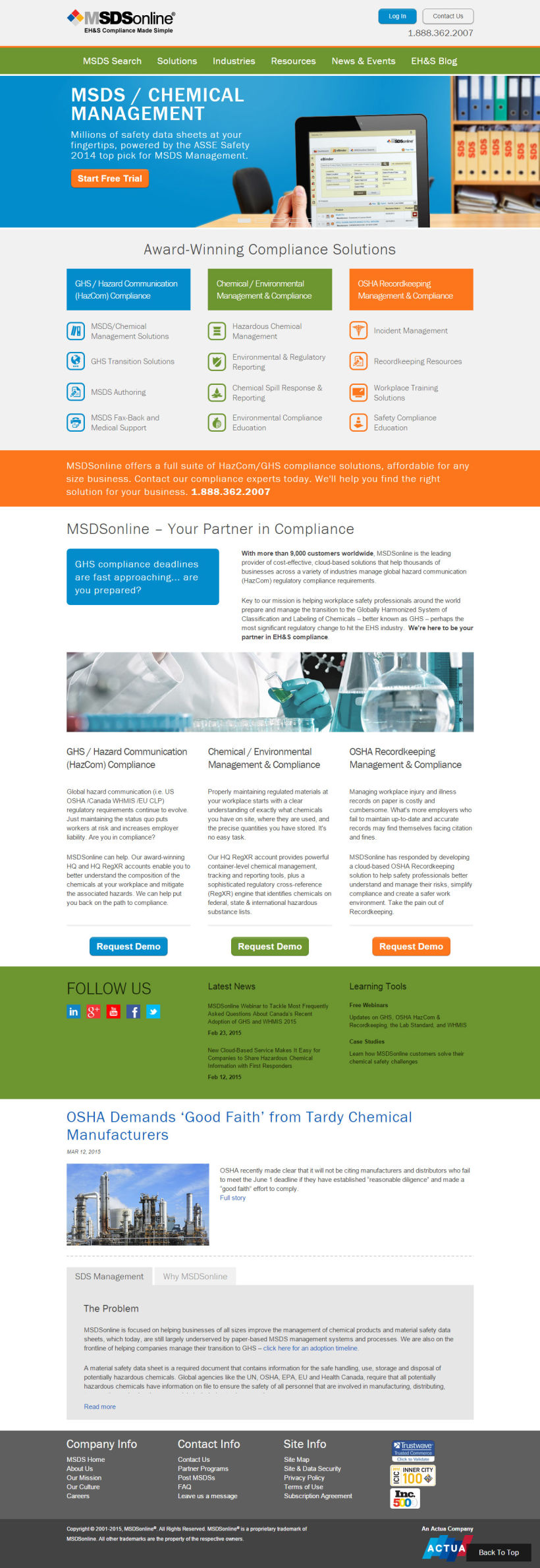 MSDSonline Corporate Website Redesign 0