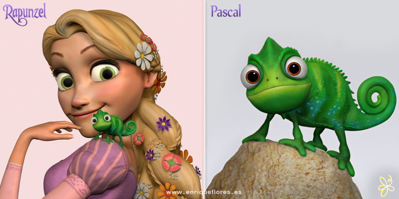 Rapunzel y Pascal - Enredados