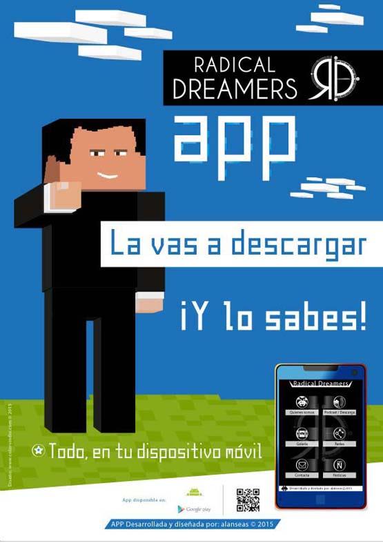 Interfaces app Radical Dreamers y cartelería promocional 1