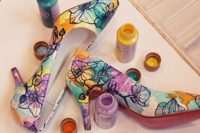 Zapatos pintados a mano. Orquídeas. 1