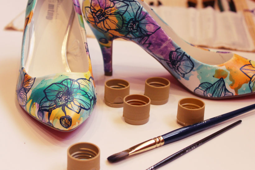 Zapatos pintados a mano. Orquídeas. 2