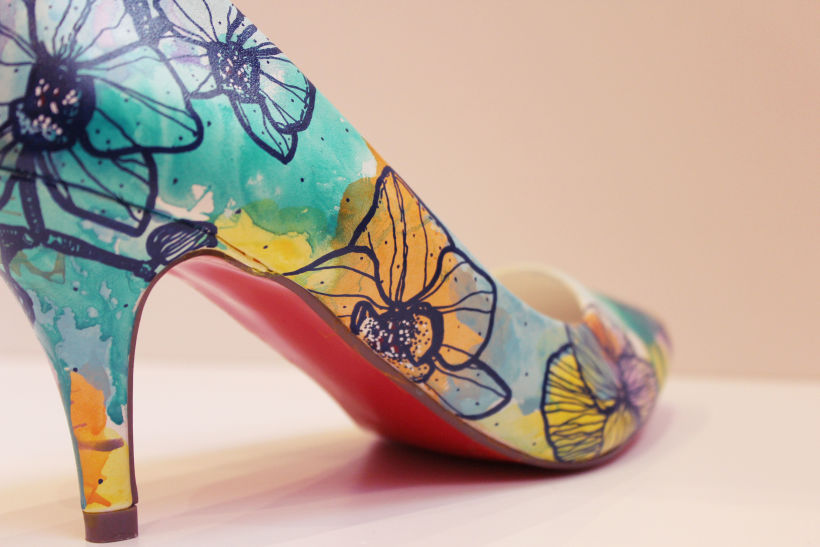 Zapatos pintados a mano. Orquídeas. 12