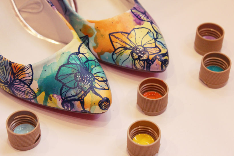 Zapatos pintados a mano. Orquídeas. 15
