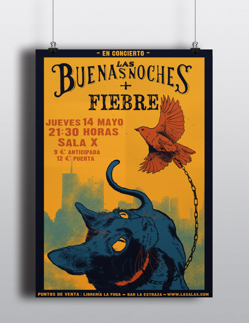 Cartel para las bandas "Las Buenas Noches" y "Fiebre" 0