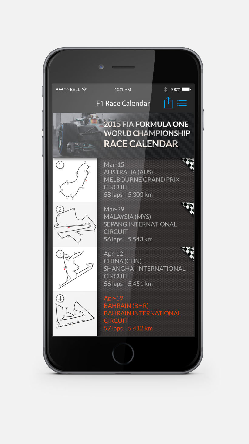 Concepto App Clasificación Campeonato Formula 1® 1