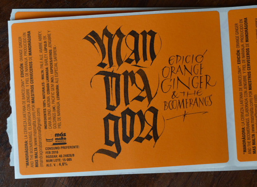 Mandràgora. Edición Orange Ginger & the Boomerangs. Cerveza con jengibre y naranja. 0