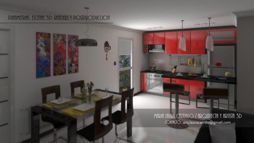 Diseño interior en un espacio pequeño- cocina comedor y living (un solo ambiente) 1