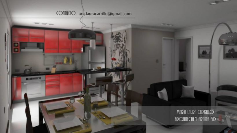 Diseño interior en un espacio pequeño- cocina comedor y living (un solo ambiente) 3