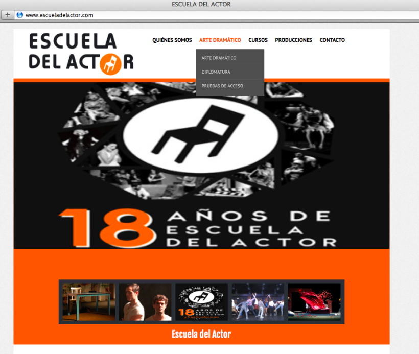 Diseño y creación web para la Escuela del Actor. Curso impartido creación páginas web con CMS. 3