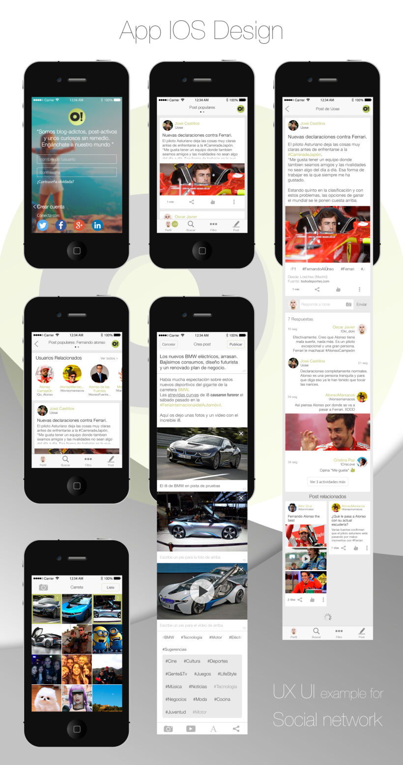 Diseño, UX, UI para App. Red social -1