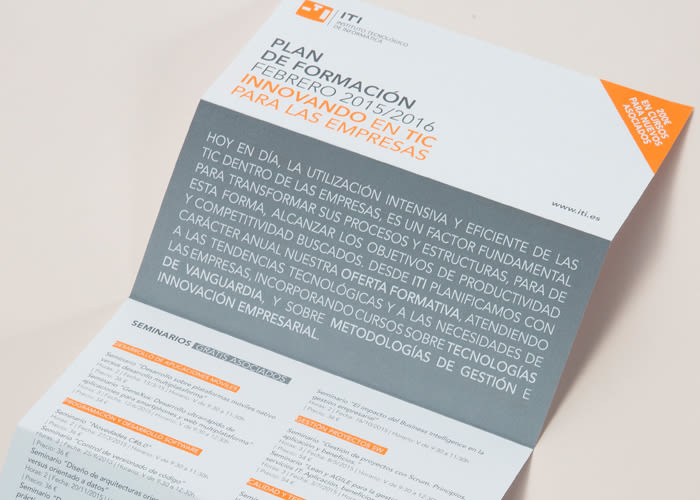 Iti. Diseño y maquetación del folleto Plan de Formación Anual del Instituto Tecnológico de Informática 1