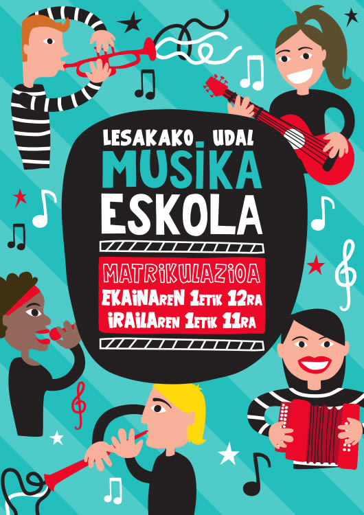 Flyer para la campaña de Matriculación en la Escuela de Música de Lesaka 0