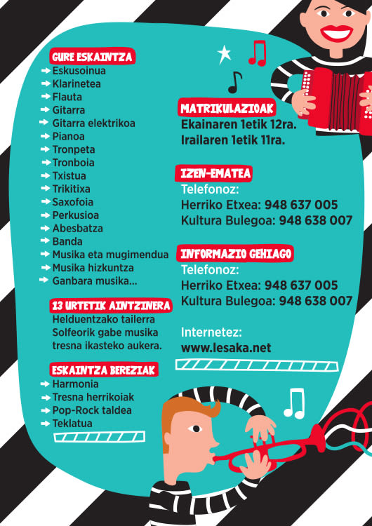Flyer para la campaña de Matriculación en la Escuela de Música de Lesaka 1