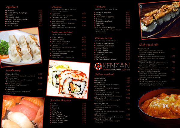 diseño menu kenzan restaurant 1
