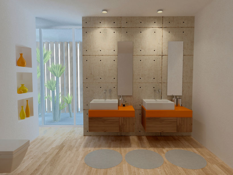 Baño Naranja, Ciudad del Campo / Diseño de Interiores -1