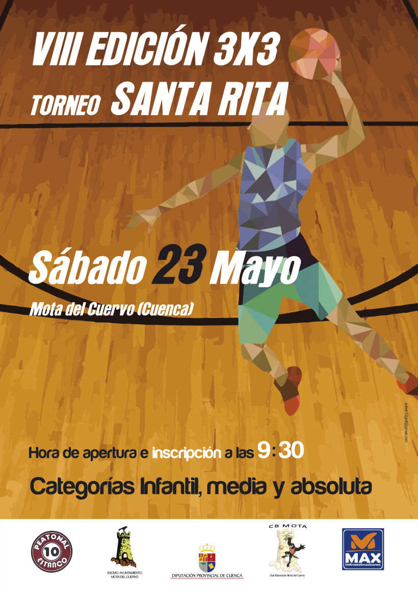 Cartel VII Jornadas de Baloncesto 3x3 Santa Rita en Mota del Cuervo -1