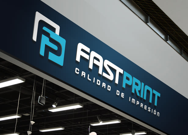 Diseño de logotipo para FastPrint, una imprenta mexicana que realiza servicios de impresión sobre papel, lonas, vinilos, rotulación, creación e instalación de luminosos, diseño gráfico, etc... -1