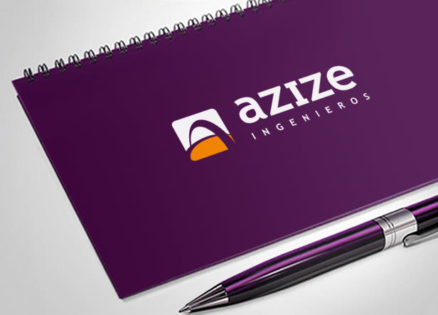 Diseño de logotipo para Azize, empresa de ingeniería mexicana. El icono además de ser una “A” simboliza un puente que cruza por encima de una carretera. -1