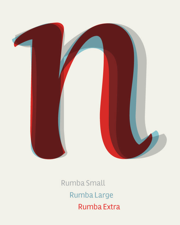 Rumba, una familia tipográfica de tres estilos, para textos y para palabras 3