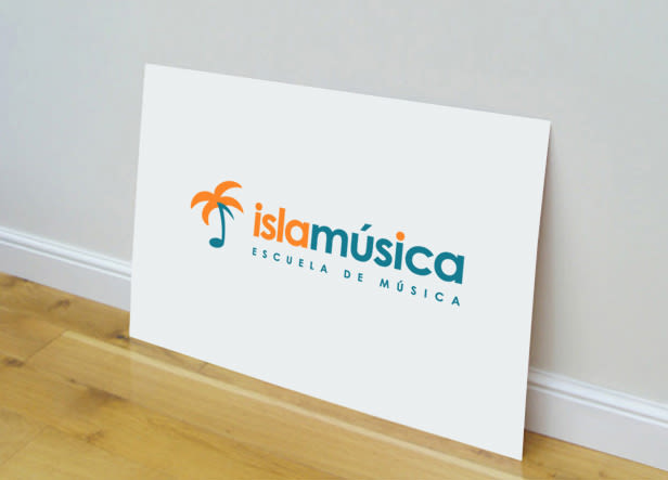 Diseño de logotipo para Islamúsica, una escuela de música ubicada en la localidad de La Isla de San Fernando (Cádiz) que además ofrece servicios de alquiler de locales de ensayo, alquiler de equipos, estudio de grabación, etc... 1