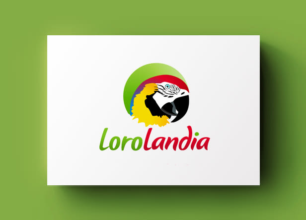 Diseño de logotipo para Lorolandia, una empresa madrileña que vende por internet todo tipo de loros, guacamayos, cacatúas, y otras aves exóticas. Además realizan aulas de la naturaleza y otros proyectos culturales en torno al mundo del loro. 1