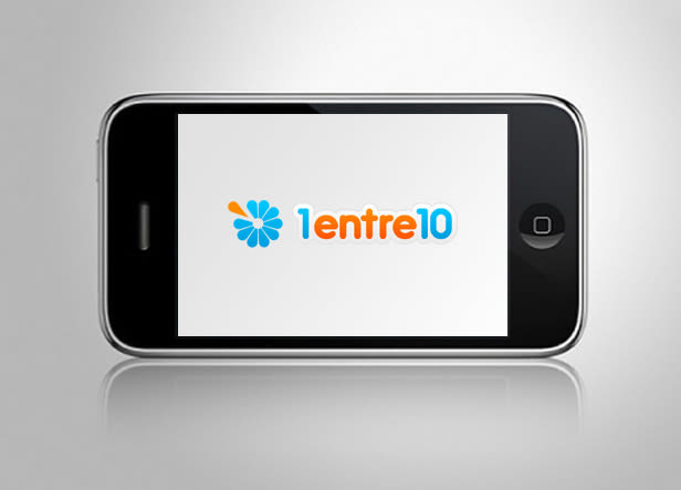 Diseño de logotipo para 1entre10.com, un portal de venta de productos "on-line" con un interesante sistema que mezcla la compra y la apuesta: 1 de cada 10 personas que compra un producto lo obtiene prácticamente gratis. -1