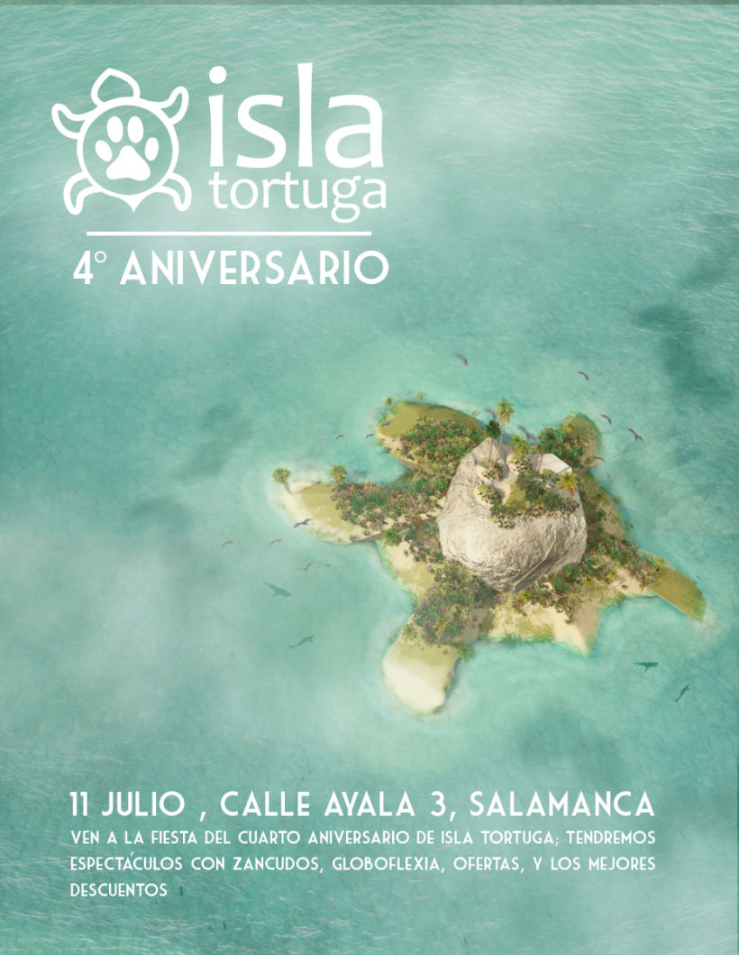 Cartel Cuarto Aniversario Isla Tortuga. -1