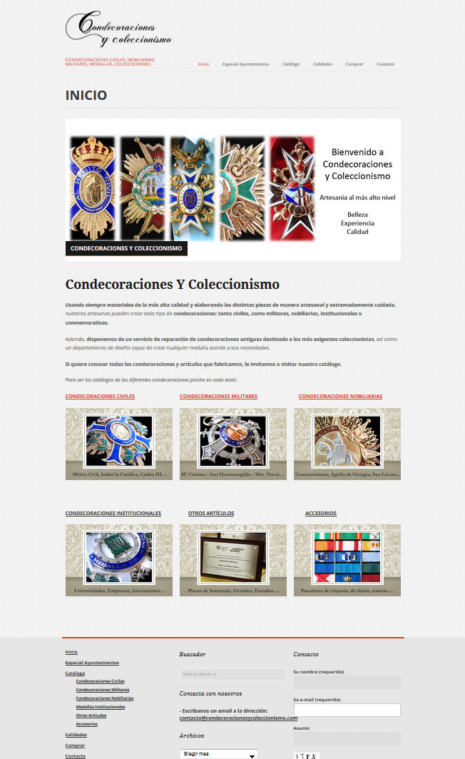 Web portfolio Condecoraciones y Coleccionismo -1