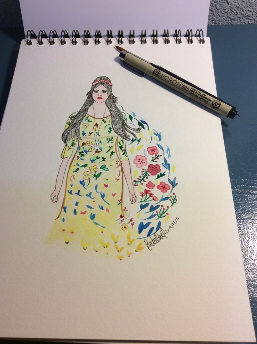 watercolor , la chica del jardin -1
