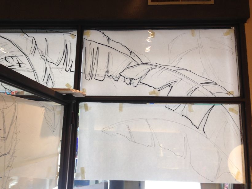 Dibujo sobre vidrios - escaparates. -1