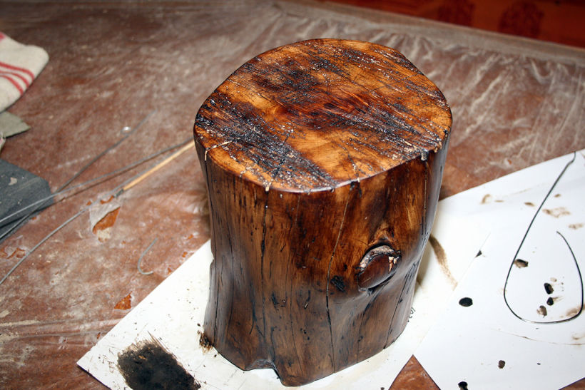 Creación de una lámpara a partir de un tronco de madera. 1