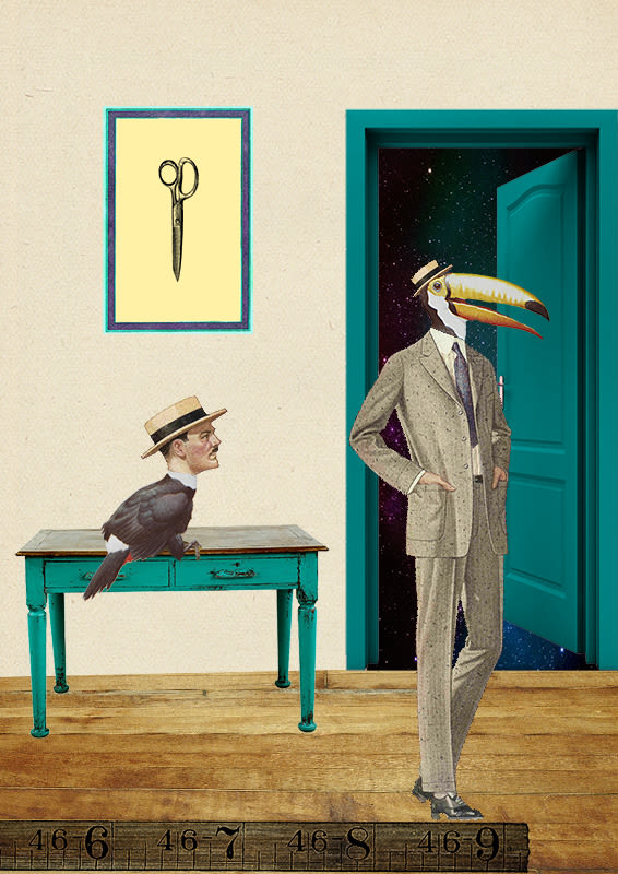 Tucan y Hombre / Collage -1