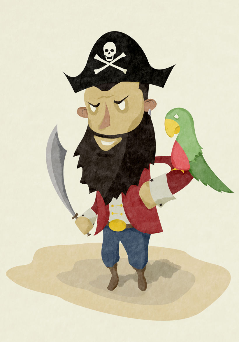 Ilustraciones Pirata pata de palo . Fábula infantil 0