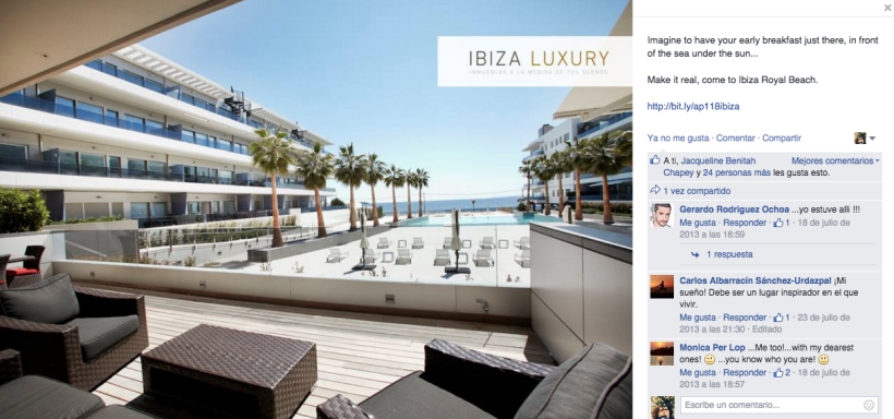 Ibiza Luxury - Gestión de redes sociales en Facebook, Twitter, Instagram y A Small World así como comunicación con prensa. 1