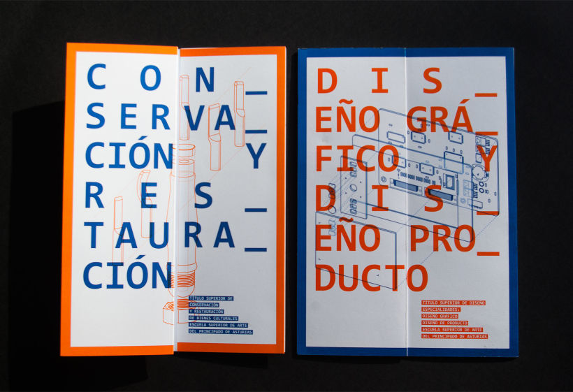Diseño conjunto con Javi Nistal de folletos para la Escuela Superior de Arte del Principado de Asturias 0