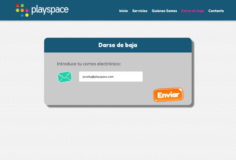 Landingpage para el mailing de Playspace 1