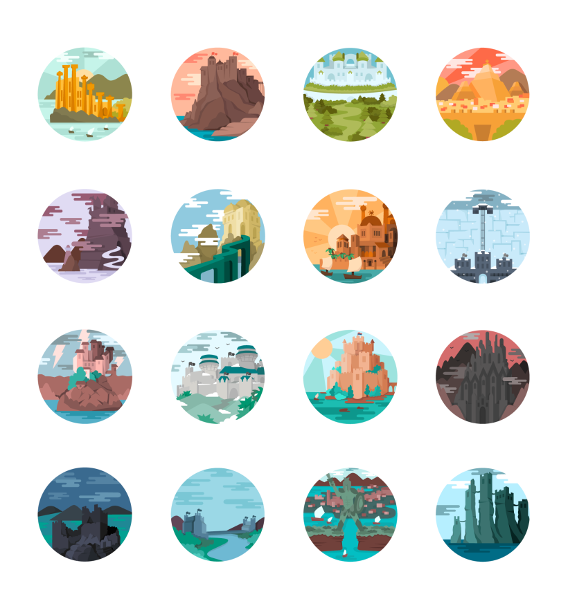 Game of Thrones landscapes - Illustrated icon set 2